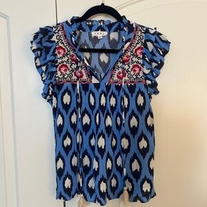 THML Blue and Pink Patterned Blouse